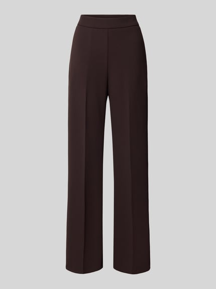 Produktfoto, Straight Fit Stoffhose mit Bügelfalten von Rinascimento in Dunkelbraun, elastischer Bund, Material-Mix mit Stretch-Anteil.
