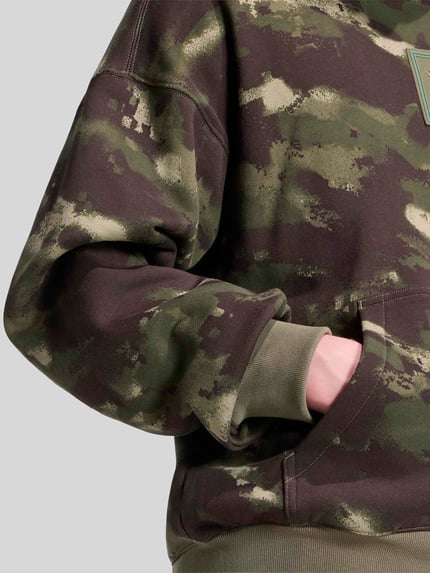 adidas Originals Bluza z kapturem o kroju relaxed fit z czystej bawełny model 'CAMO' Ciemnozielony 5