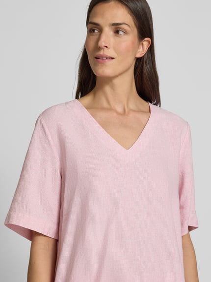 FREE/QUENT Regular Fit Leinenbluse mit V-Ausschnitt Modell 'Lava' Pink 3