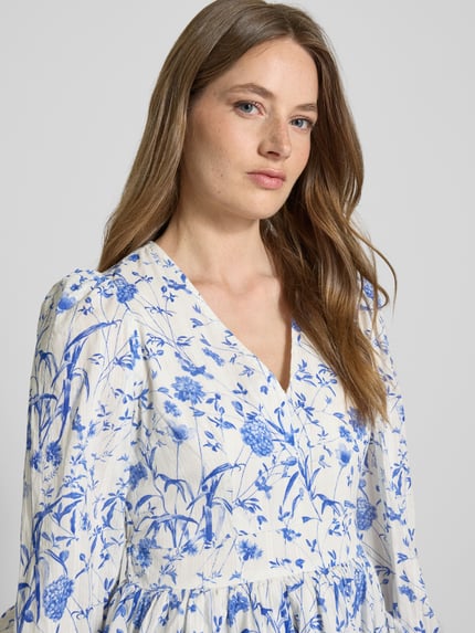 YAS Cocktailkleid mit V-Ausschnitt Modell 'ELIN' Blau 3