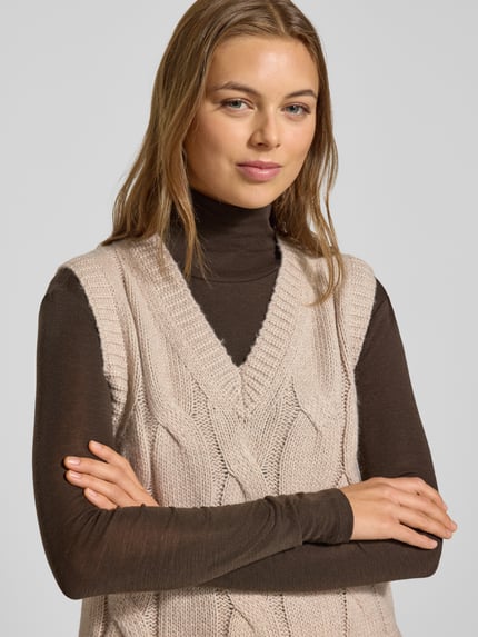 Tom Tailor Regular fit spencer van katoenmix met wol Taupe gemêleerd - 3