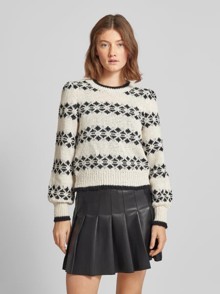 PIECES Regular Fit Strickpullover mit Baumwolle Modell 'RADINE' Ecru 4