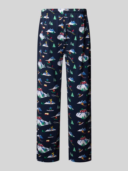 Christian Berg Men Regular Fit Pyjama-Hose im Allover-Look Marine 3