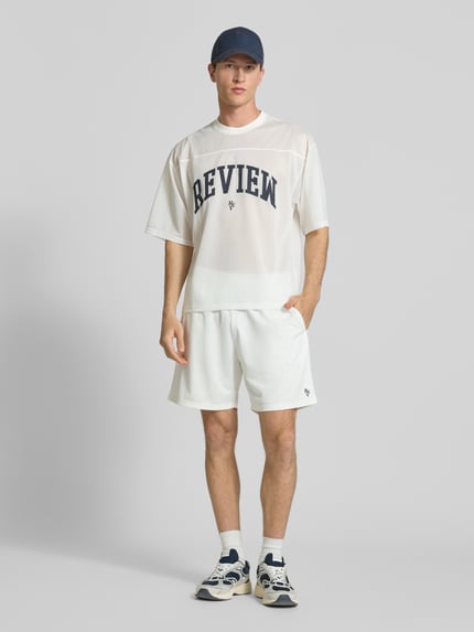 REVIEW T-Shirt aus Mesh mit Logo-Print Offwhite 1