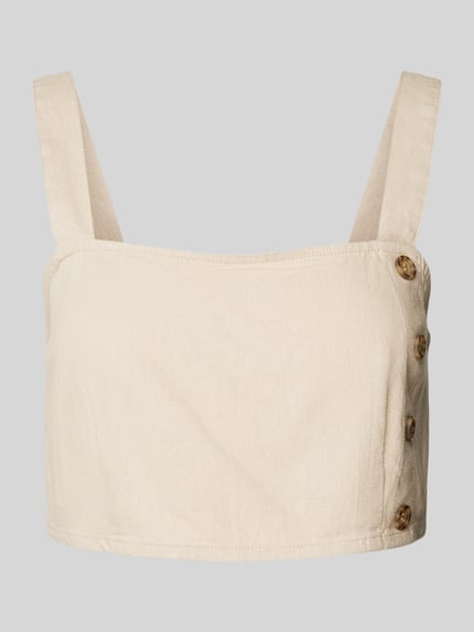 ONLY Crop top van linnen-viscosemix model 'CARO' Zand - 2