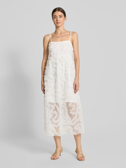 VILA Knielanges Kleid mit Strukturmuster Modell 'LEONORA' Offwhite 4