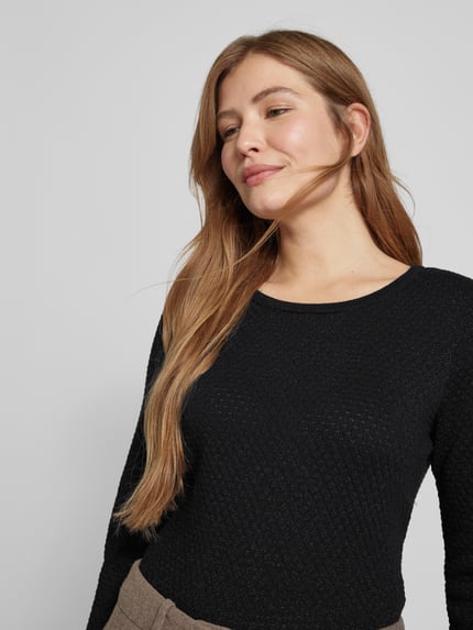 VERO MODA Regular Fit Strickpullover mit Effektgarn Modell 'CARE SHINE' Black 3
