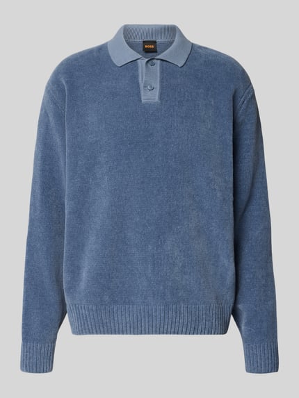 BOSS Orange Sweter z kołnierzykiem polo Kipolo Niebieski 2