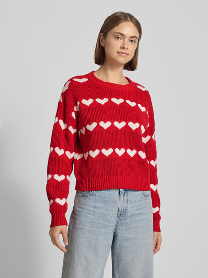 NOISY MAY® Strickpullover mit Rundhalsausschnitt Modell 'BLITZEN' Rot 4