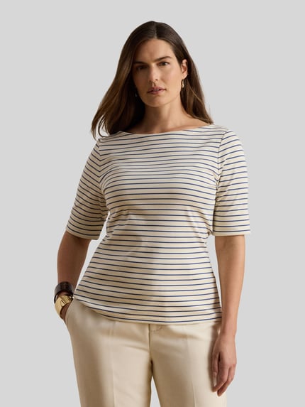 Lauren Ralph Lauren regular fit T-shirt van katoenmix Lichtblauw - 6