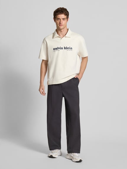 Calvin Klein Jeans Relaxed Fit Poloshirt mit Label-Print Offwhite 1