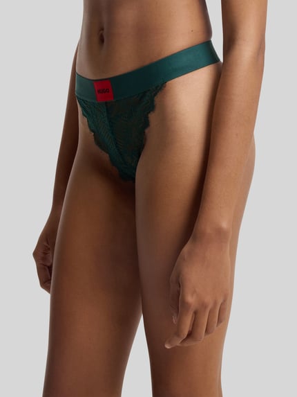 HUGO String van vrouwelijk kant, model 'STRING RL LACE' Donkergroen - 5