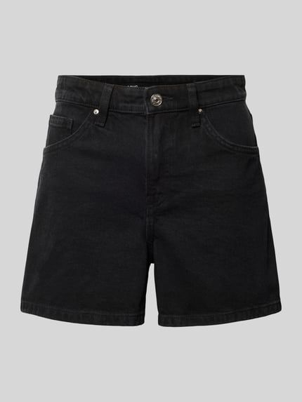 Produktfoto, schwarze Jeansshorts im 5-Pocket-Design Modell 'ZOEY' von Mango aus Reine Baumwolle, Straight Fit, strukturierte Oberfläche