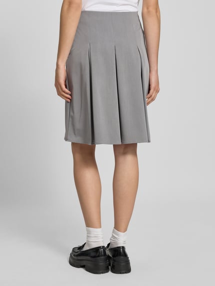 REVIEW Knielange rok met plooien Middengrijs - 5