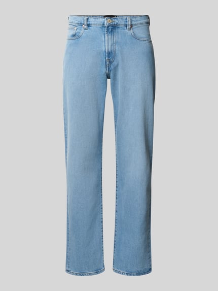 Produktfoto, Relaxed Tapered Fit Jeans mit Eingrifftaschen von PAUL SMITH aus hellblauem Baumwoll-Elasthan-Mix, glatte Struktur
