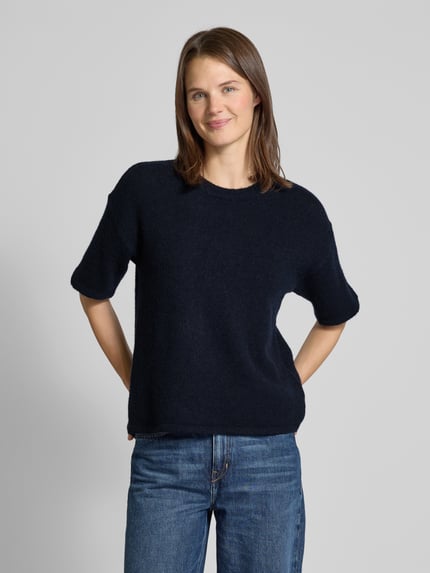 Selected Wollen shirt met ronde hals, model 'MALINE-LILIANA' Donkerblauw - 4
