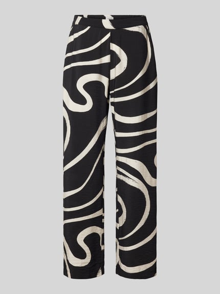 b.young Wide leg stoffen broek met all-over print, model 'Ibine' Zwart - 2