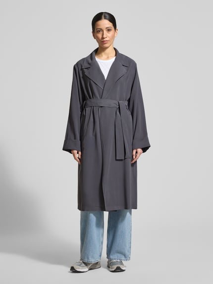 Jake*s Casual Trenchcoat aus Viskose-Mix mit Bindegürtel Dunkelgrau 4