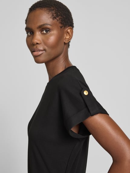 Tommy Hilfiger Fit-and-Flare Midi-Kleid mit goldfarbenen Knöpfen BLACK 3