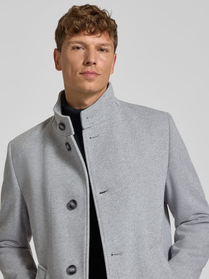 bugatti Mantel mit Stehkragen und Eingrifftaschen Silber 3