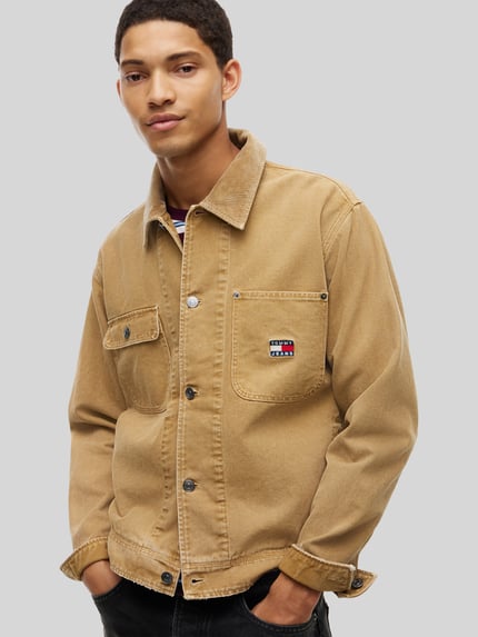 Tommy Jeans Regular Fit Jeansjacke aus reine Baumwolle mit Cordkragen Beige 6