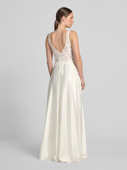 Mascara Abendkleid mit Spitze und breiten Trägern Offwhite 5