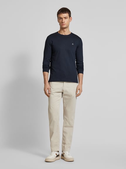 Marc O'Polo Longsleeve aus Baumwolle mit Label-Print Marine 1