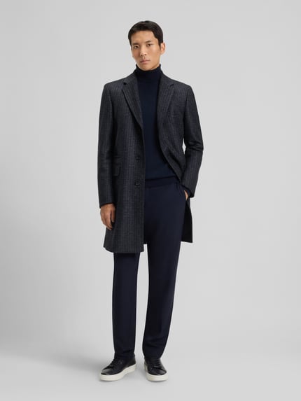 BOSS Slim Fit Mantel mit Schurwoll-Anteil Modell 'H-HYDE-J-BIB-PAD-254' Marine 1