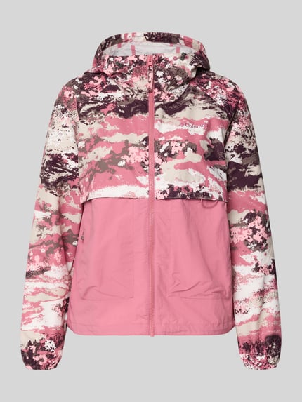 Produktfoto, Regular Fit Jacke mit Kapuze Modell 'Spired Valley' von COLUMBIA in Rosa, Beige und Dunkelviolett mit AufgesetzteTaschen, strukturierte Oberfläche, Kontext: Damen Jacke mit Tunnelzug, Rückenlänge 59 cm, Schulterbreite 42 cm, Brustweite 55 cm, Ärmellänge 60 cm, Größe S