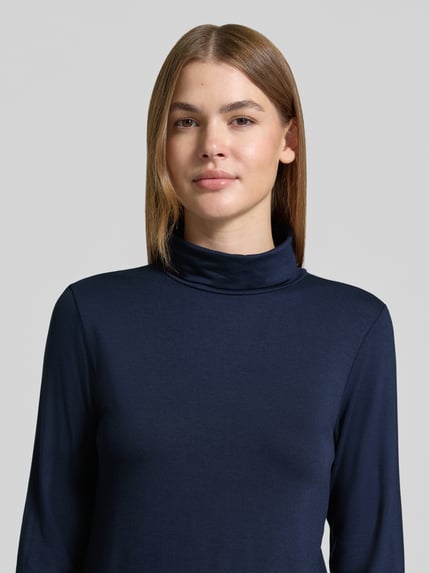 FREE/QUENT Slim Fit Longsleeve aus elastischem Viskose-Mix Modell 'Liana' Marine 3