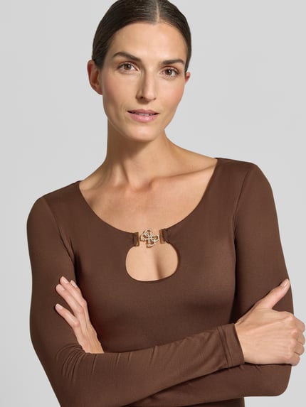 GUESS Longsleeve mit Cut Out Modell 'EVELYN' Ecru 3
