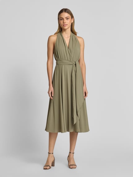 Lauren Ralph Lauren Avondjurk met strikceintuur, model 'VARSHA' Groen - 4