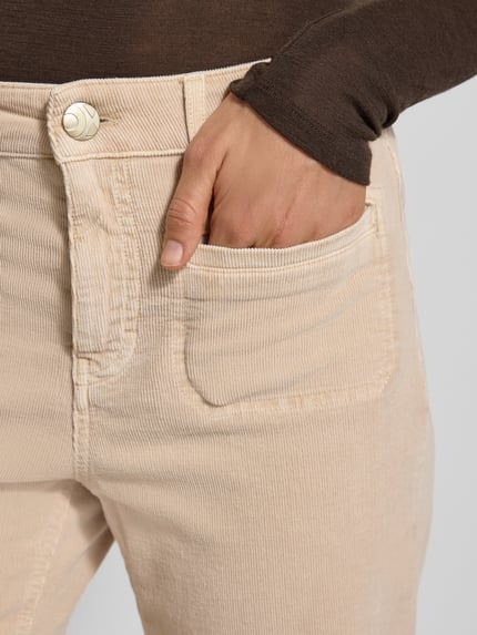 OPUS PANTS Flared fit corduroy broek met klepzakken, model 'Melly' Zand - 3