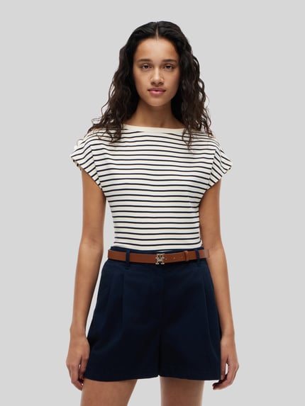 Tommy Hilfiger Regular Fit T-Shirt aus reiner Baumwolle mit Knopf-Details Ecru 4
