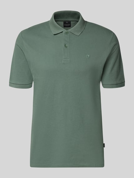 Produktfoto, Slim Fit Poloshirt mit Stitching von Jack & Jones Premium aus Reine Baumwolle in Grün mit Knopfleiste, Rückenlänge 70 cm bei Größe M