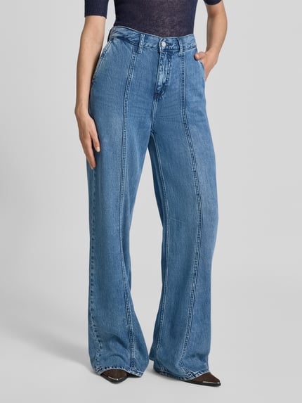 Mustang Wide Leg Jeans mit Ziernähten Modell 'Style Luise' Jeansblau 4
