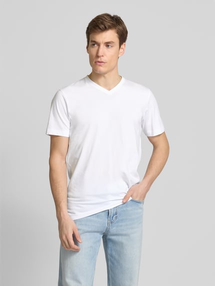 OLYMP Level 5 T-Shirt mit geripptem V-Ausschnitt im 2er-Pack Weiss 4