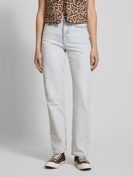 Calvin Klein Jeans High Waist Straight Leg Jeans aus reiner Baumwolle Hellblau 4