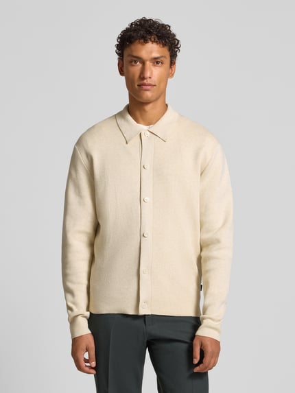 JACK & JONES Premium Gebreid jack met kentkraag, model 'MILANO' Offwhite gemêleerd - 4