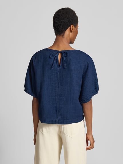 s.Oliver RED LABEL relaxed fit blouse met korte mouwen van puur katoen Marineblauw - 5