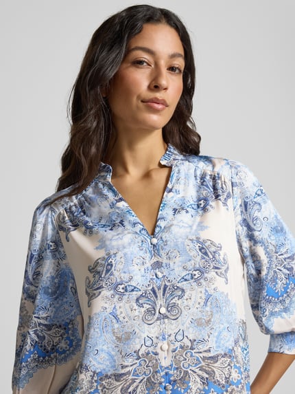 Neo Noir Overhemdblouse met knoopsluiting, model 'Roselle' Blauw - 3