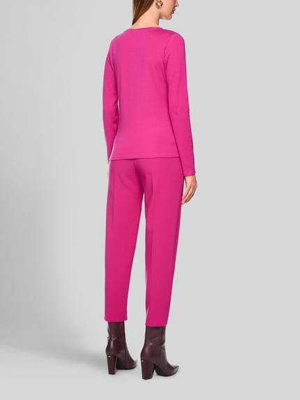 Marc Cain Slim Fit Langarmshirt aus Baumwoll-Mix Pink 5