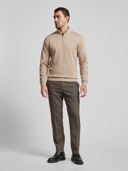 Selected Bluza z zapinanym kołnierzem model ‘MANUEL’ Piaskowy 1