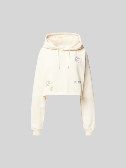 OH APRIL Bluza z kapturem o kroju oversized z haftami z motywem Piaskowy 2