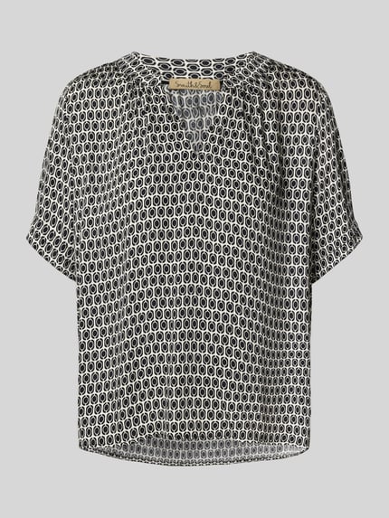 Smith and Soul Blouseshirt van viscose met 1/2-mouwen en V-hals Zwart - 2
