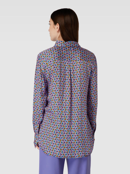 0039 Italy Overhemdblouse met all-over motief, model 'Odetta' Violet - 5