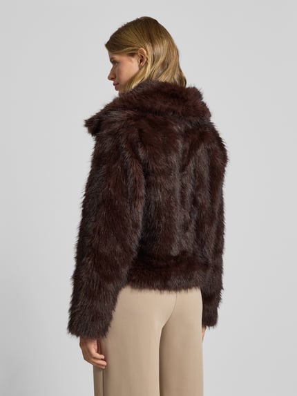 ONLY Relaxed fit jack van imitatiebont met haakjessluiting, model 'DAWN LIFE' Chocoladebruin - 5