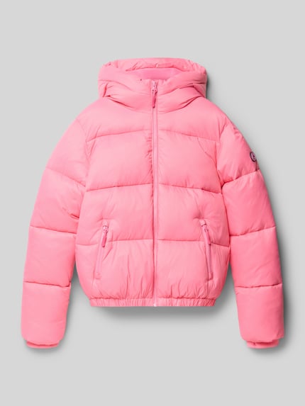Cars Jeans Regular fit gewatteerd jack met logo-applicatie, model 'Bella' Neon roze - 1