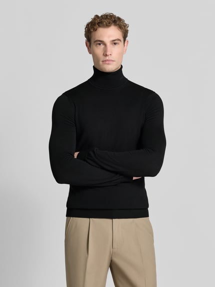 HUGO Rollkragenpullover mit Logo-Schriftzug Modell 'San Thomas-M' Black 4