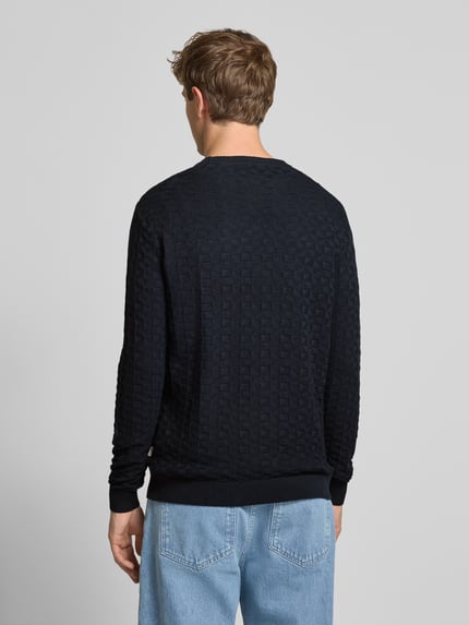ONLY & SONS Regular Fit Strickpullover mit Strukturmuster Modell 'KALLE' Dunkelblau 5